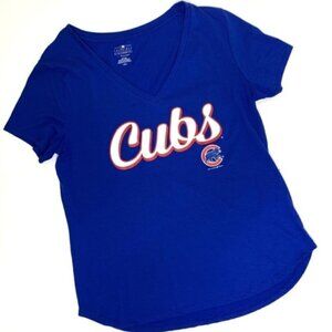 5th & Ocean Chicago Cubs Women's V-Neck Tee L